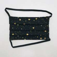 Load image into Gallery viewer, Rifles Paper Co Metallic Gold Stars on Black Background Face Mask for Kids
