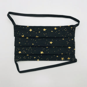 Rifles Paper Co Metallic Gold Stars on Black Background Face Mask for Kids