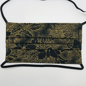 Holiday Metallic Gold Poinsettia Face Mask with Elastic Head Loops