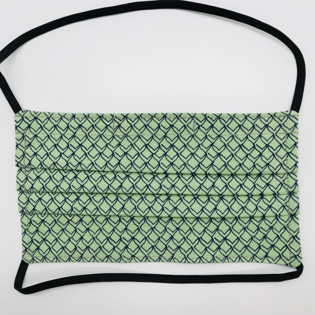Fish Fins on Green Face Mask with Elastic Head Loops
